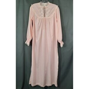 VTG Cottagecore Nightgown Womens Small Peach Embroidered Lace Romantic Coquette